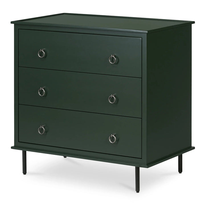 SwayLiving - Reagan 3 Drawer Nightstand Deep Green - JU-1007-27 | SwayLiving