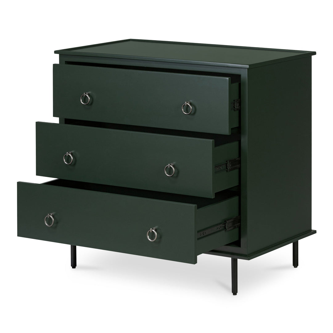 SwayLiving - Reagan 3 Drawer Nightstand Deep Green - JU-1007-27 | SwayLiving