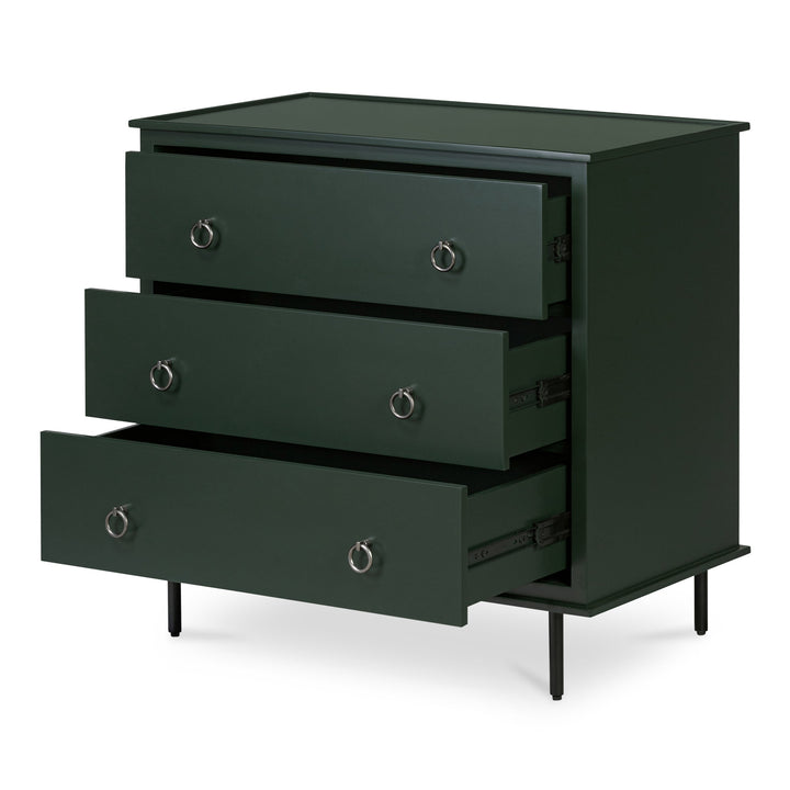 SwayLiving - Reagan 3 Drawer Nightstand Deep Green - JU-1007-27 | SwayLiving