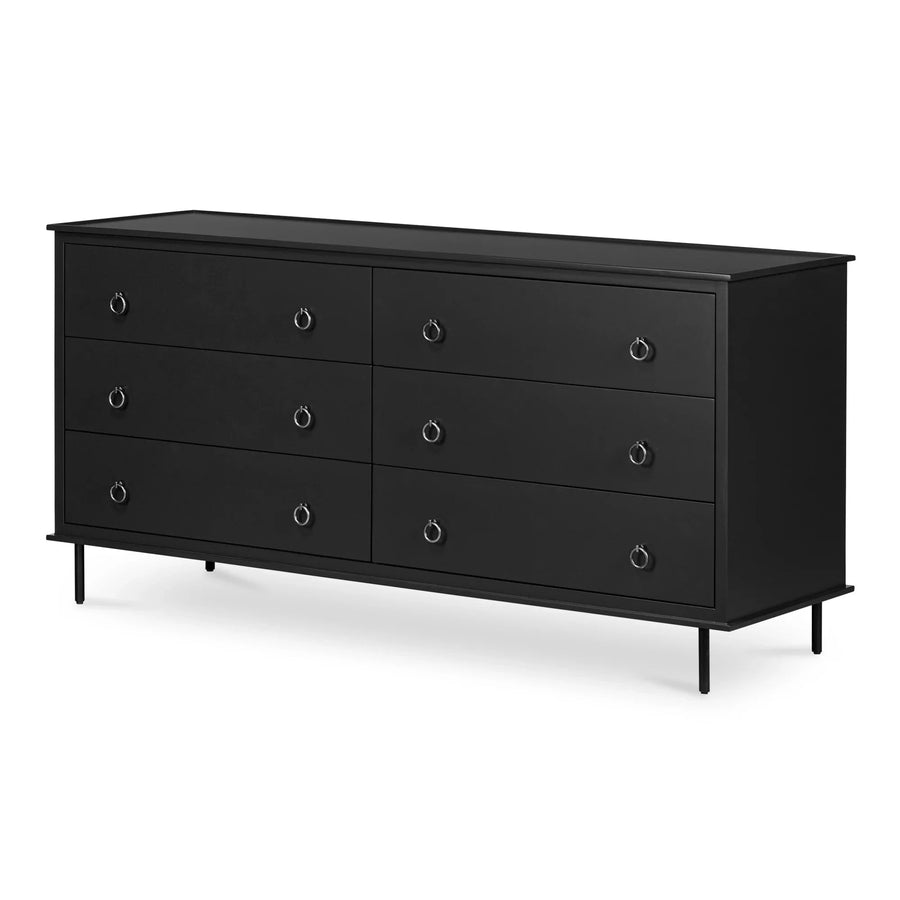 Reagan 6 Drawer Dresser Black - SwayLiving
