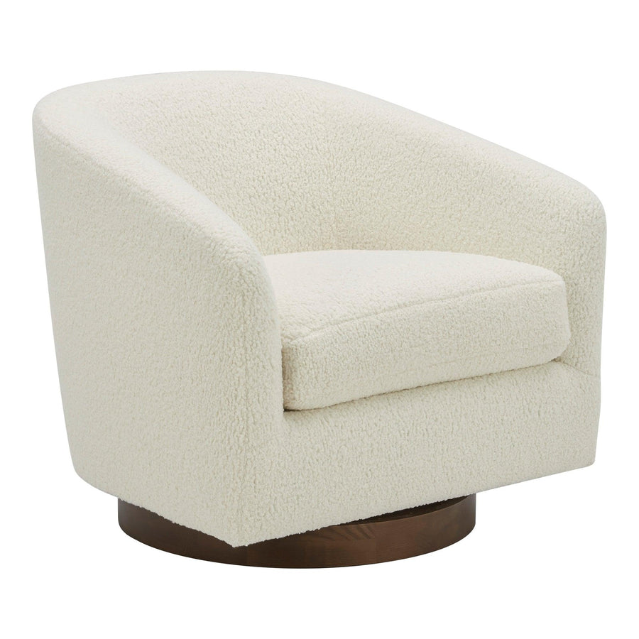 Oscy Swivel Chair Vegan Shearling White - SwayLiving