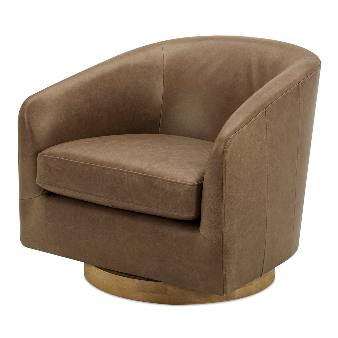 Oscy Leather Swivel Chair Tan - SwayLiving