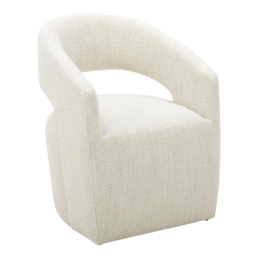 Barrow Rolling Dining Chair Performance Fabric White Mist - SwayLiving