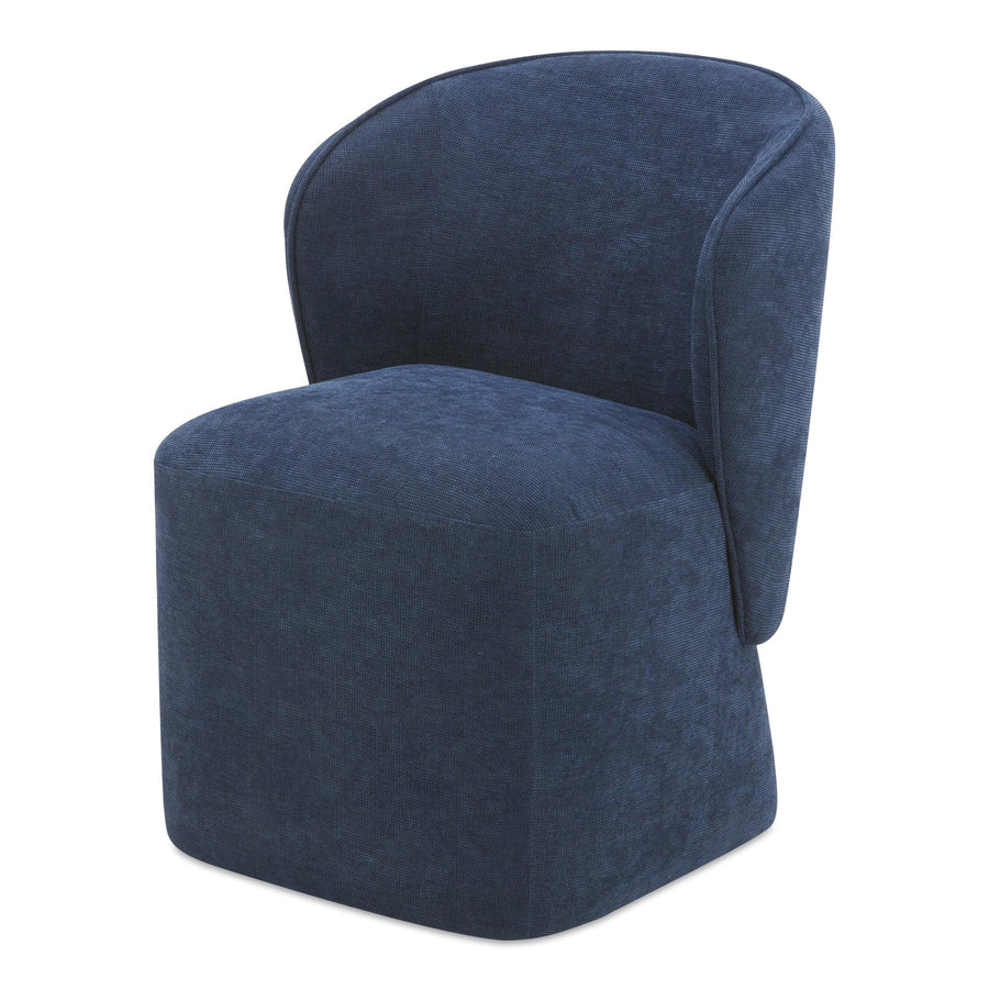 Larson Rolling Dining Chair Performance Fabric Navy Blue - SwayLiving
