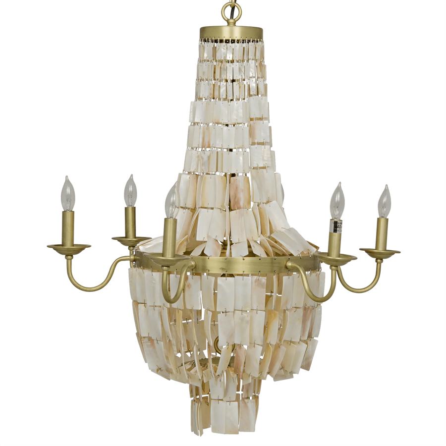 SwayLiving Bijou Chandelier, Antique Brass, Metal and Shells CHANDELIERS