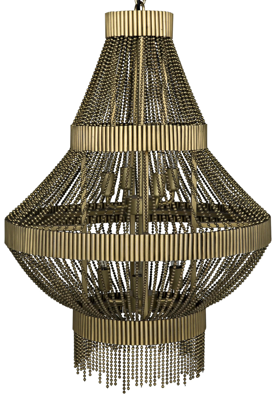 SwayLiving Domo Chandelier, Steel and Metal Beads with Brass Finish CHANDELIERS