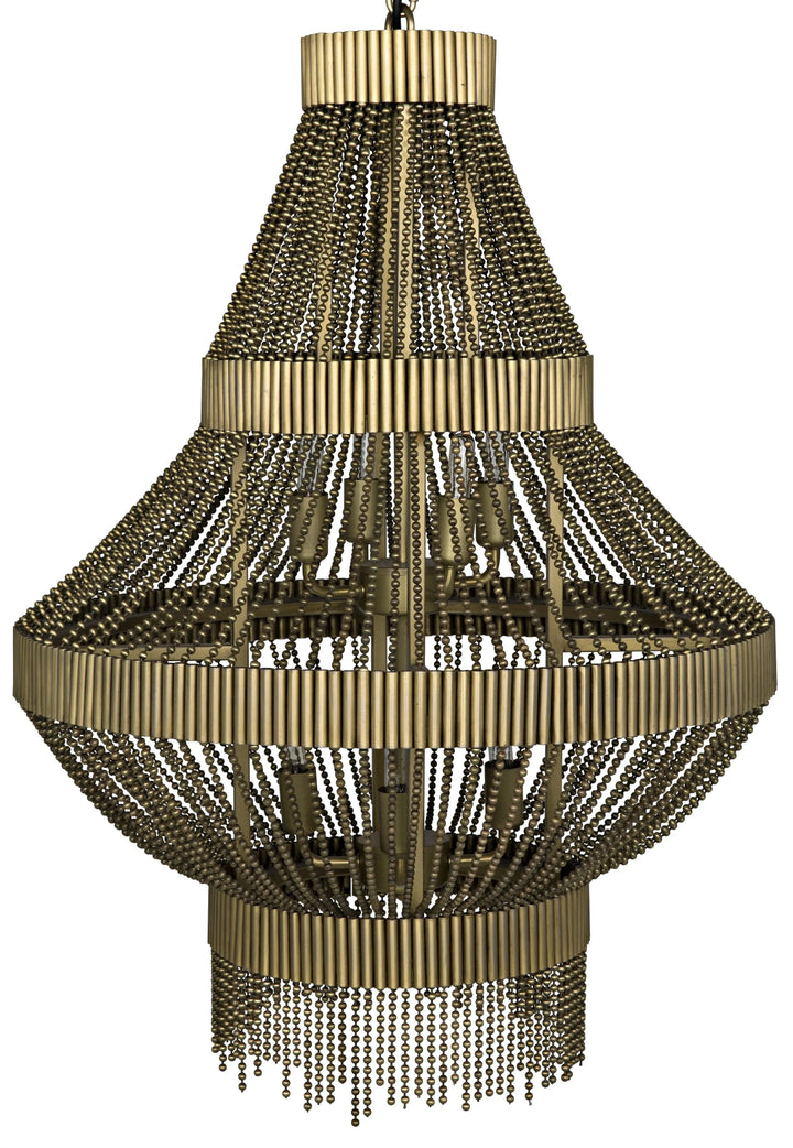 SwayLiving Domo Chandelier, Steel and Metal Beads with Brass Finish CHANDELIERS