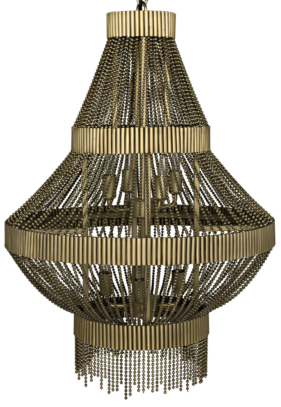 SwayLiving Domo Chandelier, Steel and Metal Beads with Brass Finish CHANDELIERS