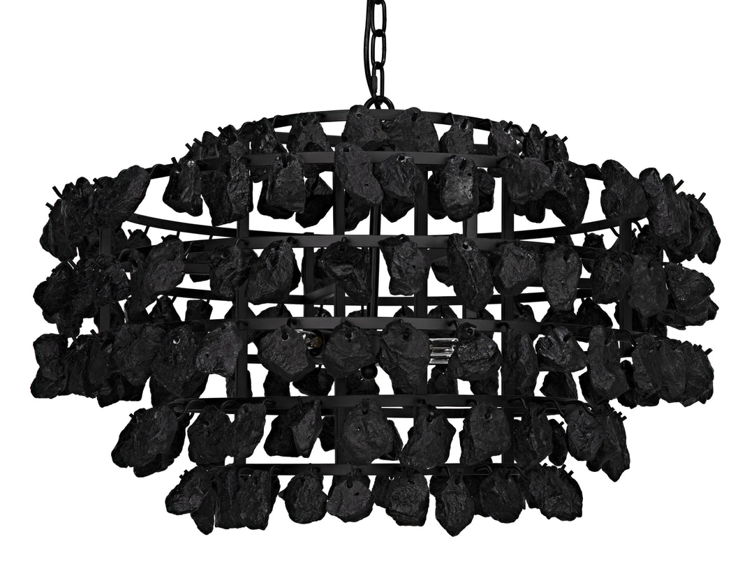 SwayLiving Vulcan Chandelier, Black Steel with Black Glass CHANDELIERS
