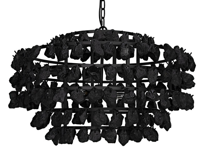 SwayLiving Vulcan Chandelier, Black Steel with Black Glass CHANDELIERS