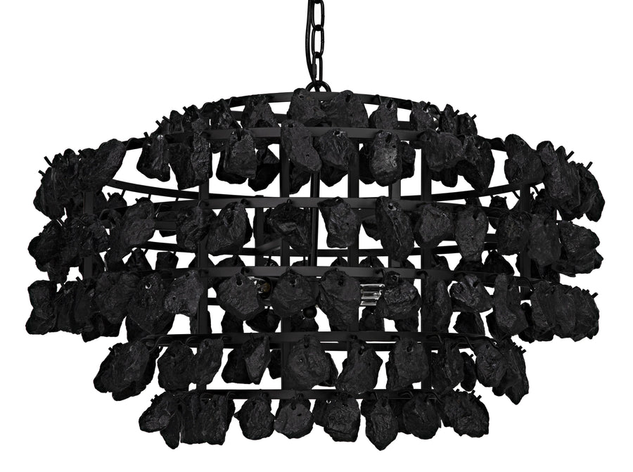 SwayLiving Vulcan Chandelier, Black Steel with Black Glass CHANDELIERS