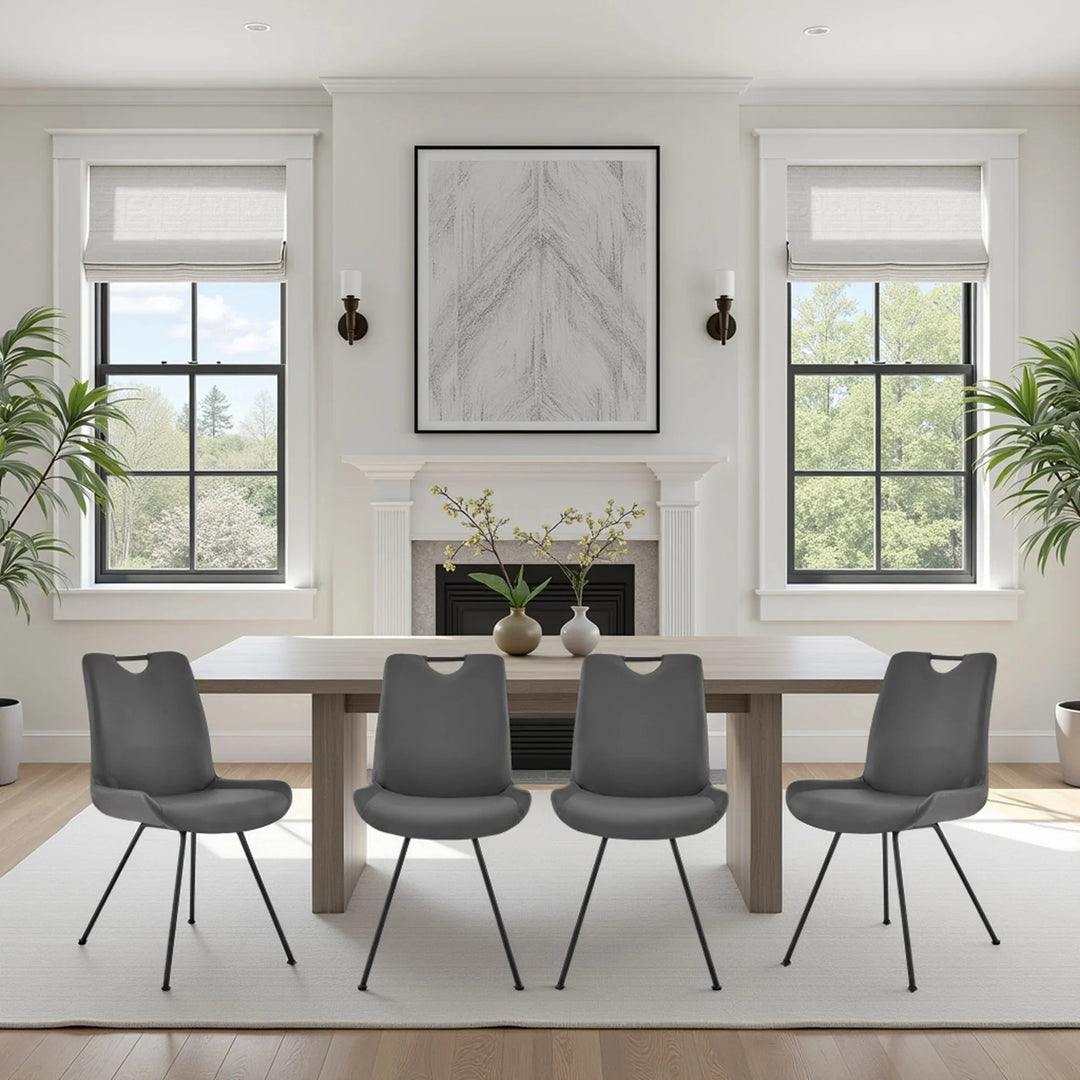 Gray Faux Leather-Gray Powder Coated Finish