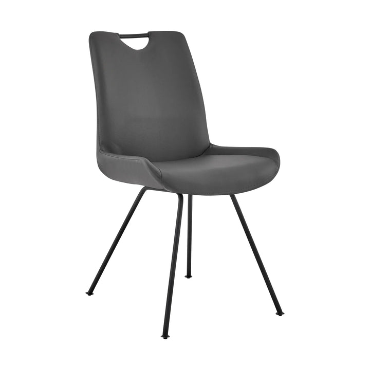 Gray Faux Leather-Gray Powder Coated Finish