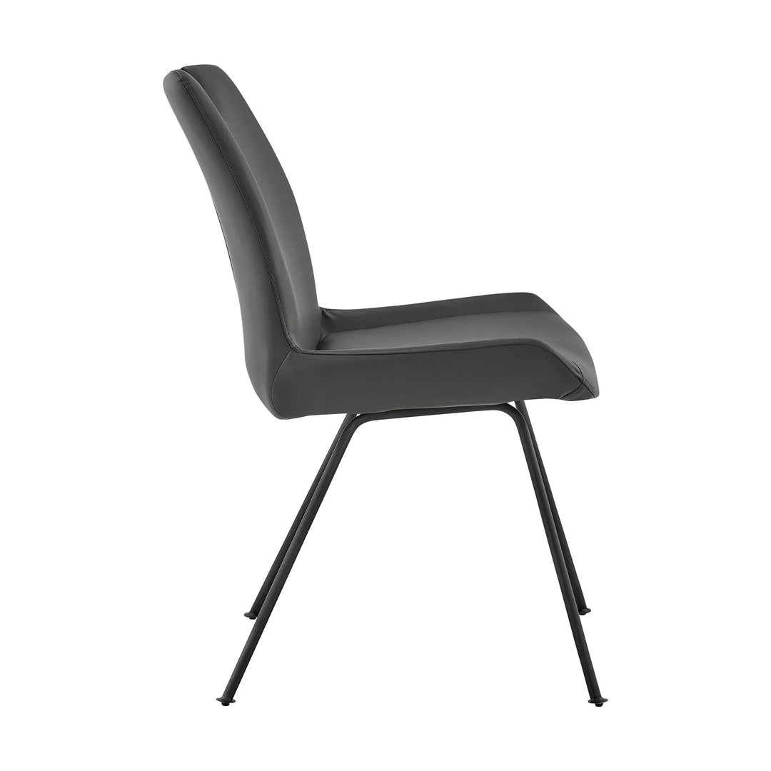 Gray Faux Leather-Gray Powder Coated Finish