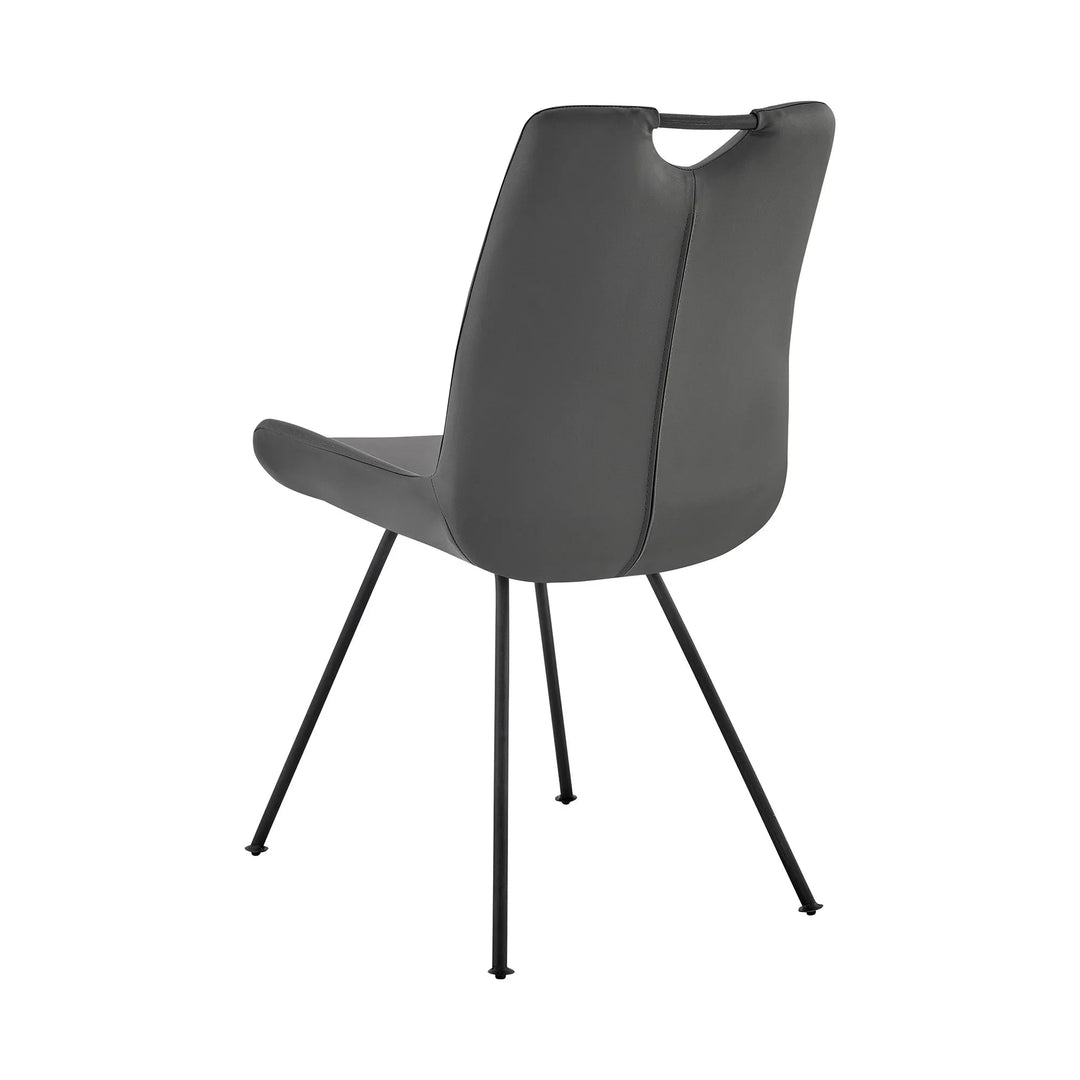 Gray Faux Leather-Gray Powder Coated Finish