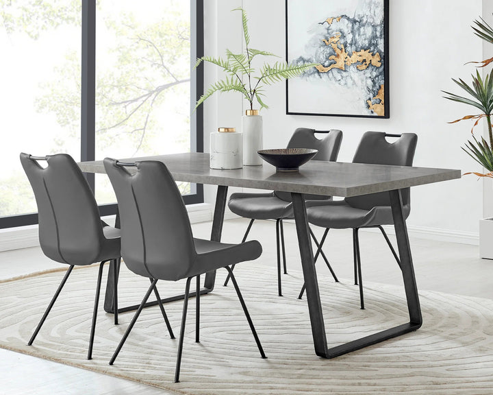Gray Faux Leather-Gray Powder Coated Finish