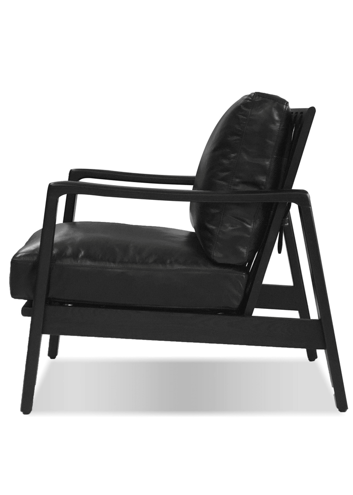 Black Leather/Black Ash Wood Frame
