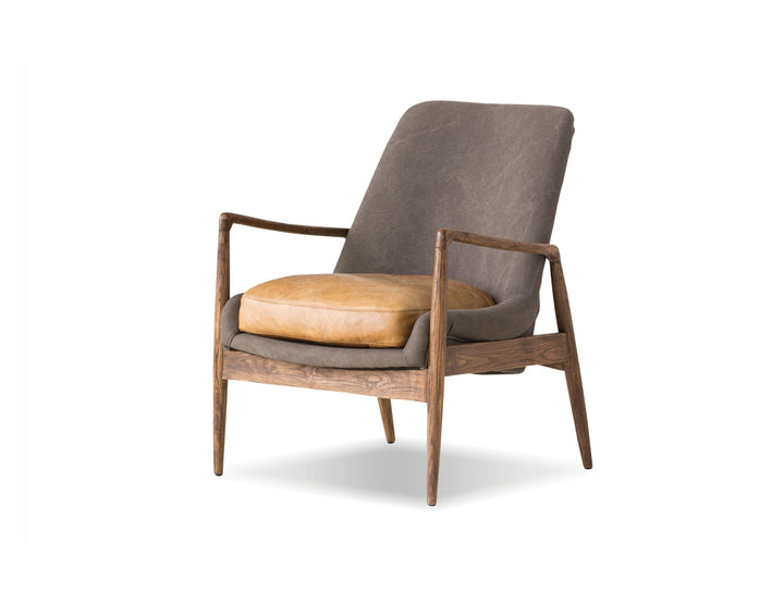 Ash Grey Seat, Tan Leather Seat Cushion /