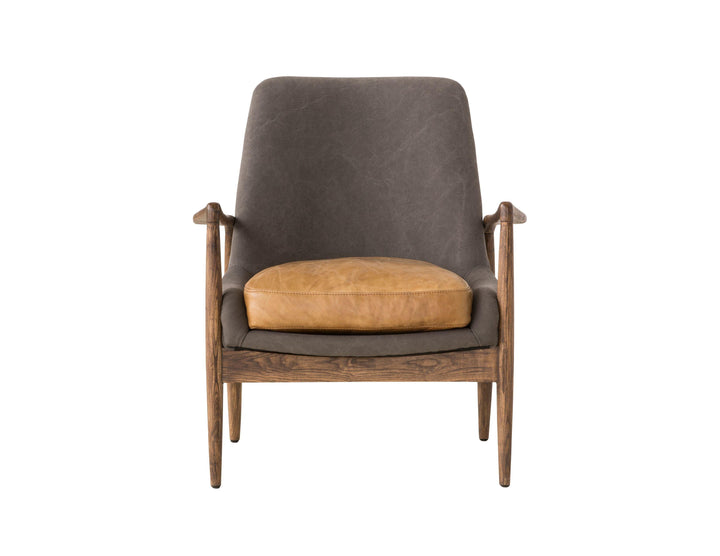 Ash Grey Seat, Tan Leather Seat Cushion /