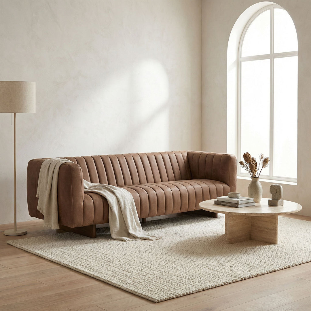 SwayLiving Khann Sofa - Orris Brown Leather