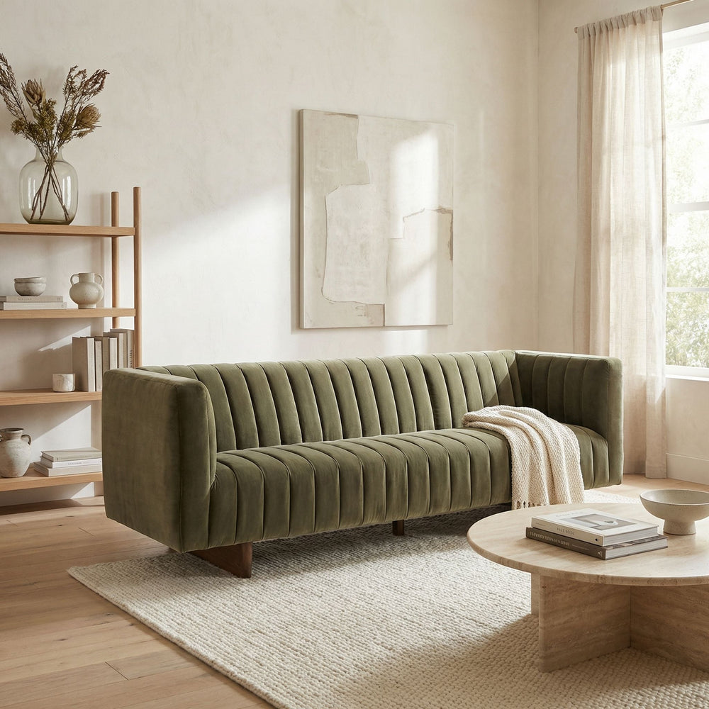 SwayLiving - Khann Sofa, Green Performance Velvet - LEA-AS004VEL