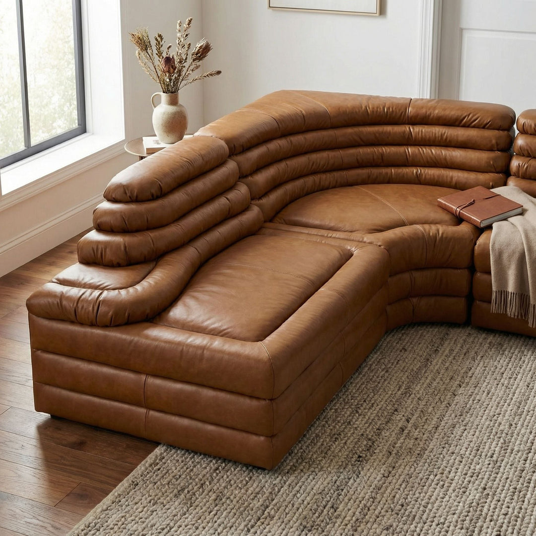 SwayLiving - Bandera Sofa, Cl, Roche Tan Leather - LEA-AS015A-CLBR