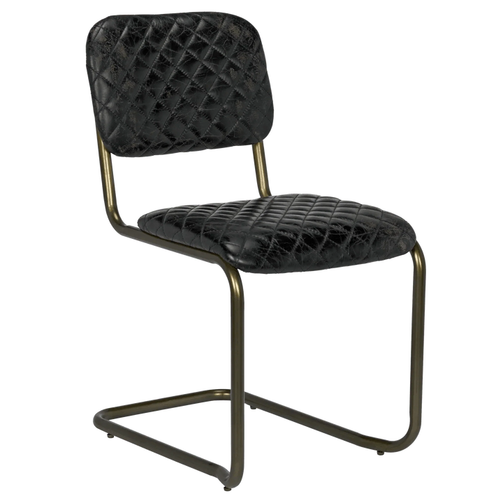 SwayLiving 0037 Dining Chair, Steel and Leather - Set of 2 DINING CHAIRS