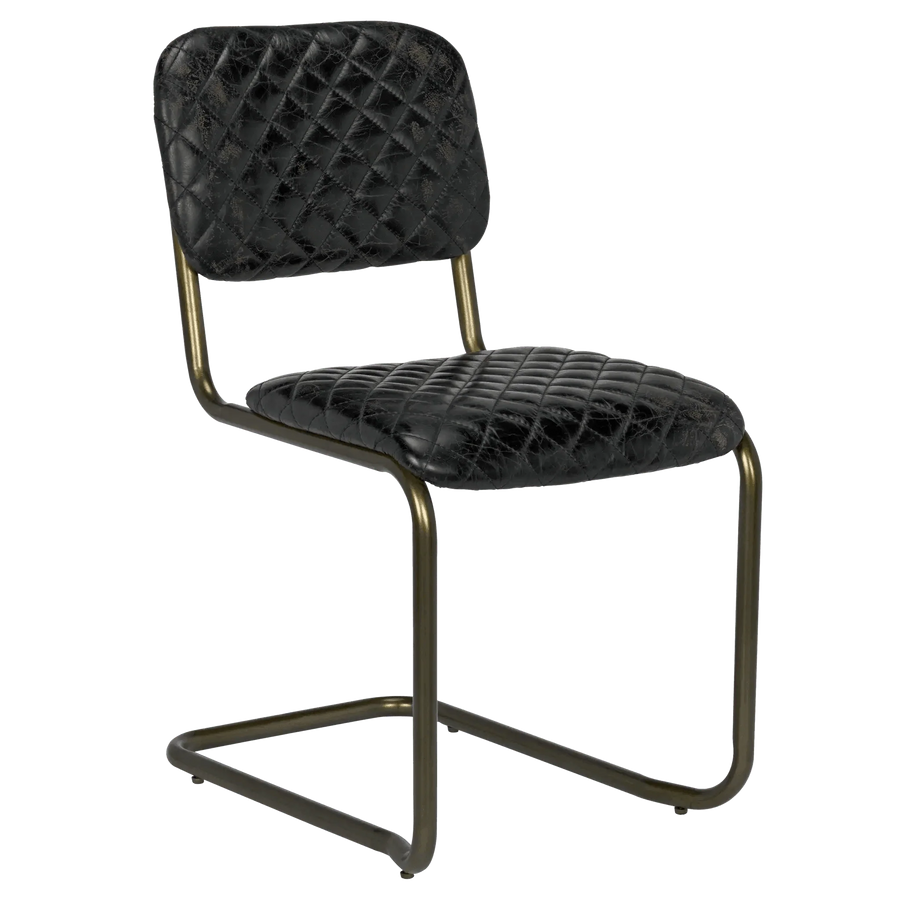 SwayLiving 0037 Dining Chair, Steel and Leather - Set of 2 DINING CHAIRS