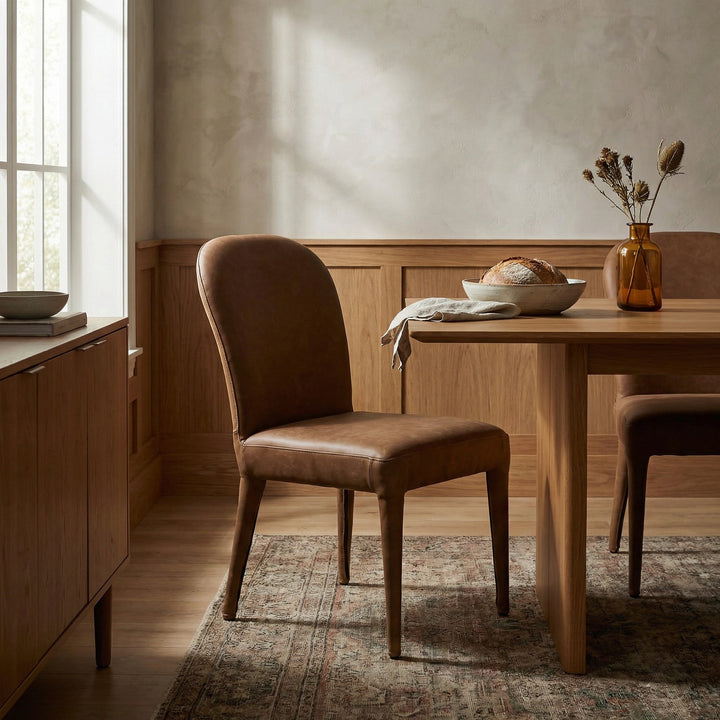 SwayLiving - Georgia Dining Chair, Orris Brown Leather - LEA-C003BR