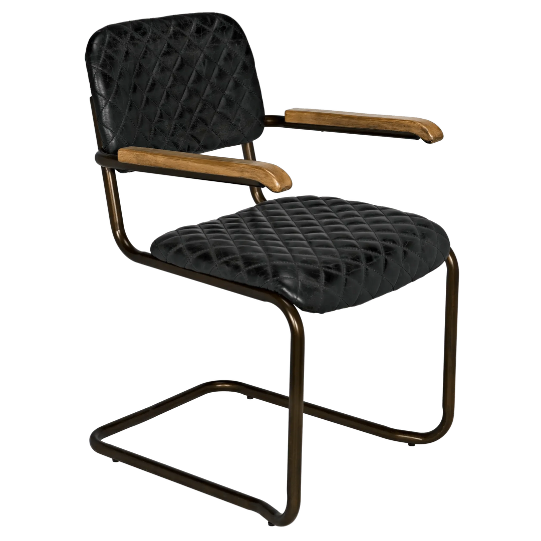 SwayLiving 0045 Arm Chair, Vintage Black Leather - Set of 2 DINING CHAIRS