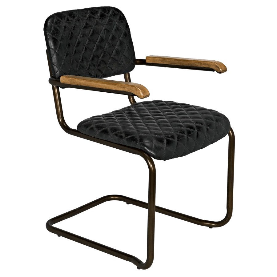 SwayLiving 0045 Arm Chair, Vintage Black Leather - Set of 2 DINING CHAIRS