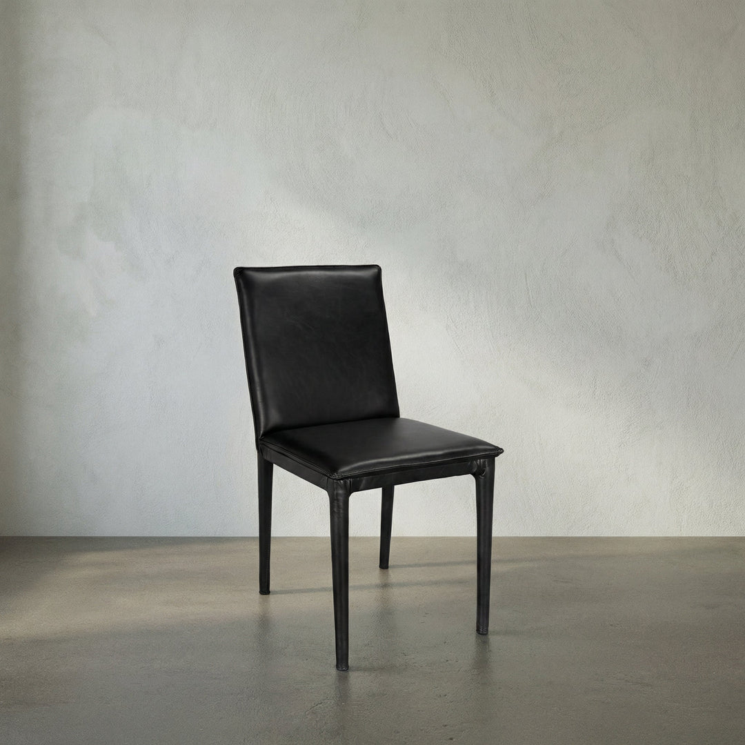 SwayLiving - Newton Dining Chair, Ebony Black Leather - LEA-C004BLL