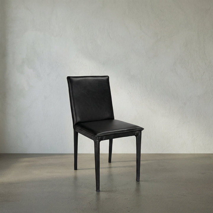 SwayLiving - Newton Dining Chair, Ebony Black Leather - LEA-C004BLL