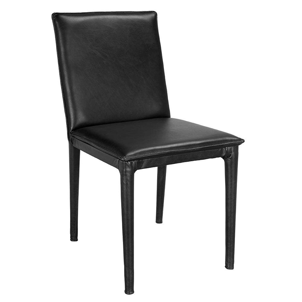 SwayLiving - Newton Dining Chair, Ebony Black Leather - LEA-C004BLL