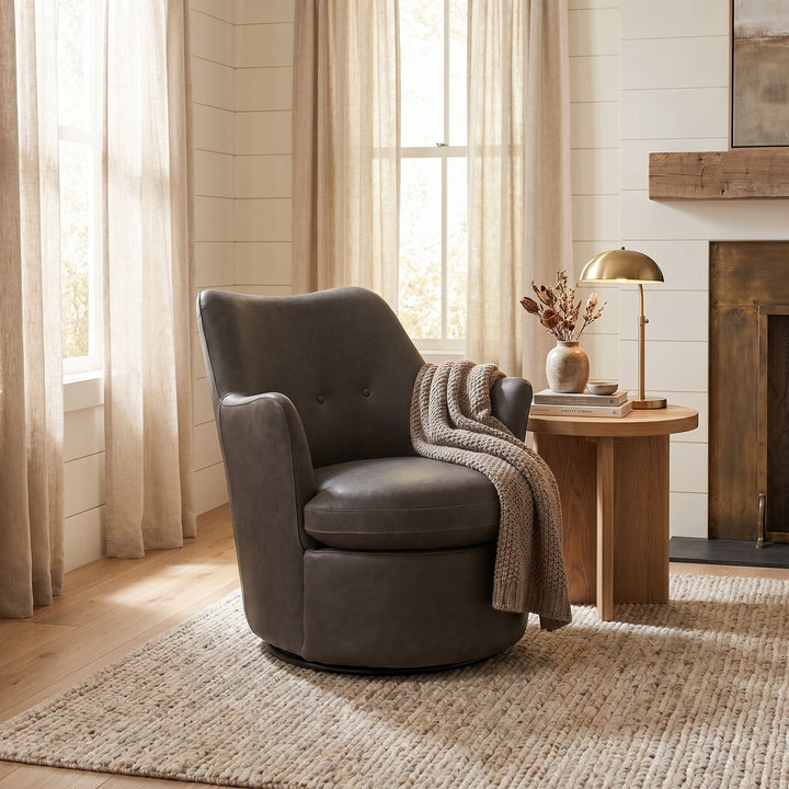 SwayLiving - Hotchkiss Swivel Arm Chair - LEA-C0672-1D