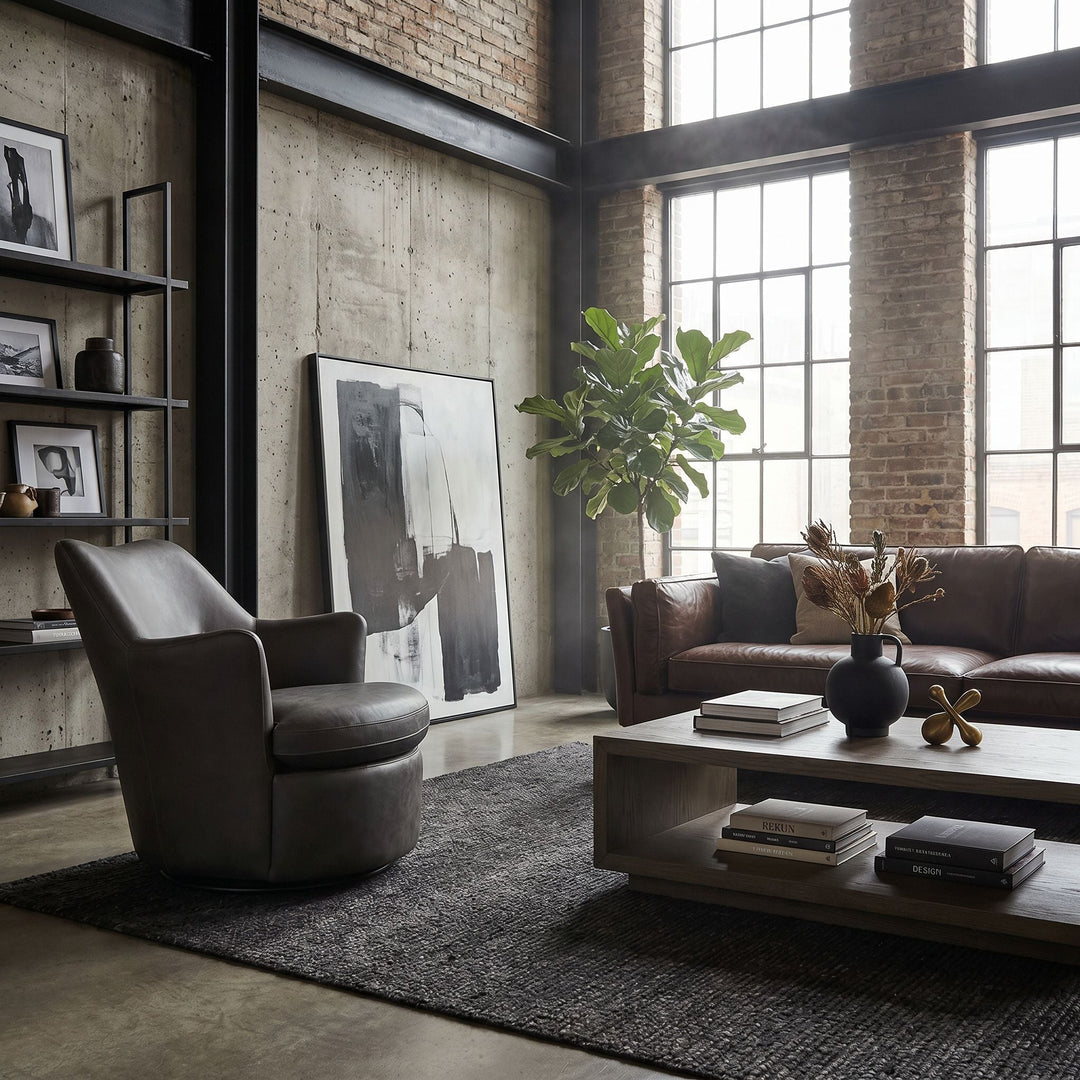 SwayLiving - Hotchkiss Swivel Arm Chair - LEA-C0672-1D