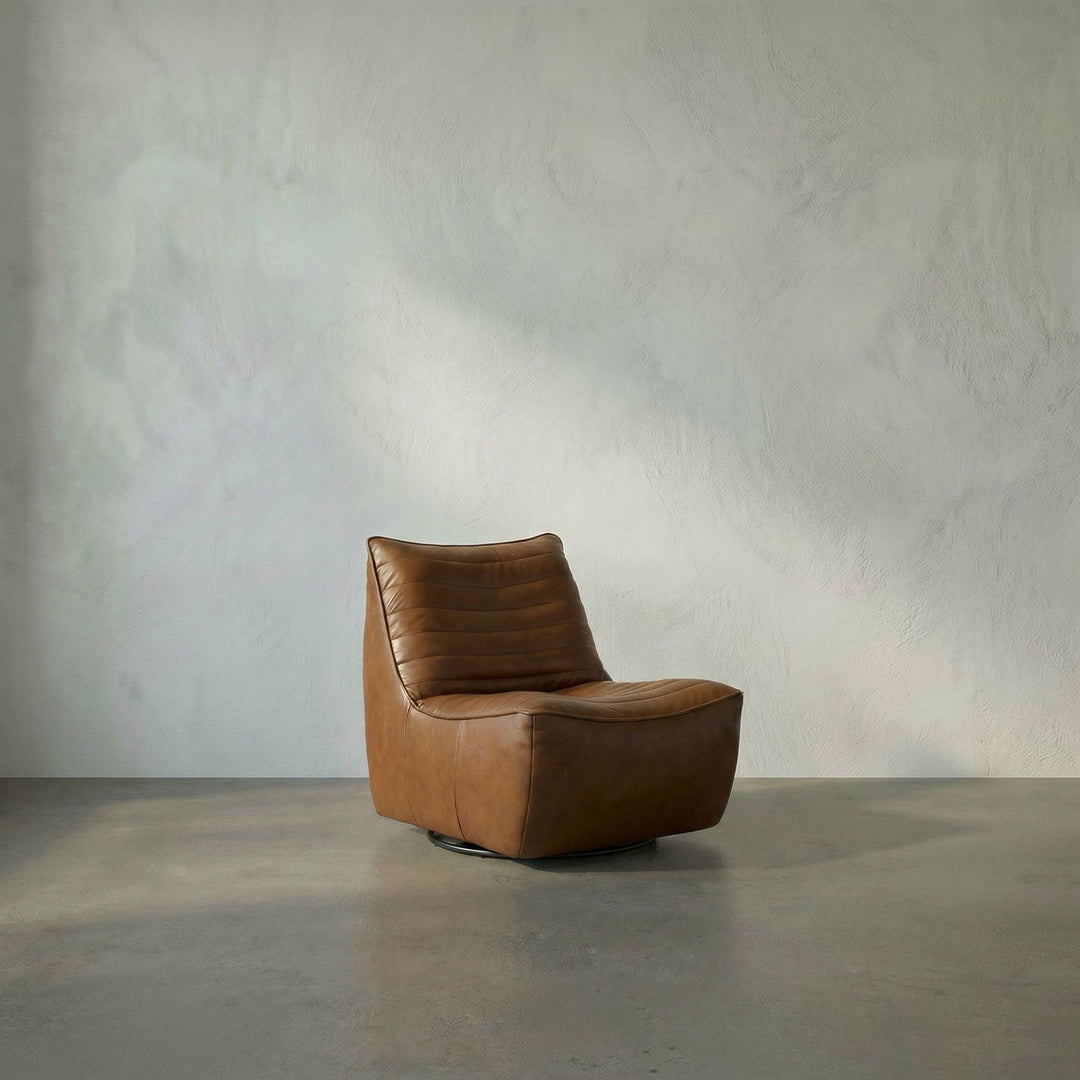 SwayLiving - Mcclain Swivel Single Sofa, Roche Tan Leather - LEA-S0591A-1ABR