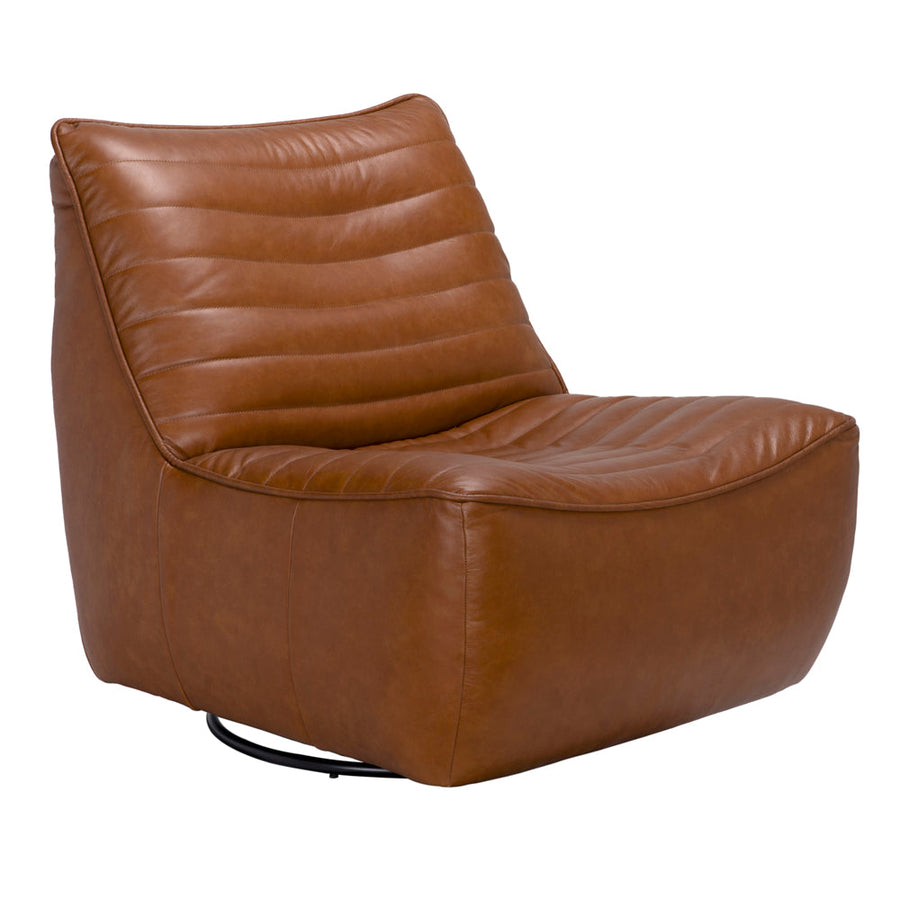 SwayLiving - Mcclain Swivel Single Sofa, Roche Tan Leather - LEA-S0591A-1ABR