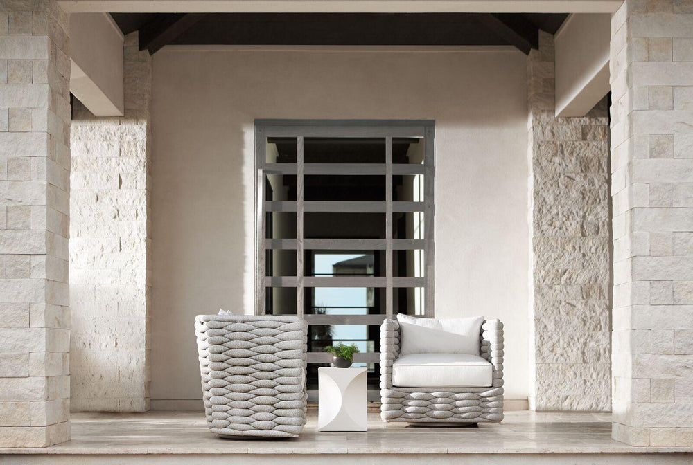 SwayLiving - Wailea Swivel Chair Grey Sock Weave Swivel Chair - OP2013S | SwayLiving