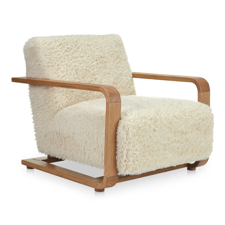 Eckersley Lounge Chair Cream Faux Fur - SwayLiving