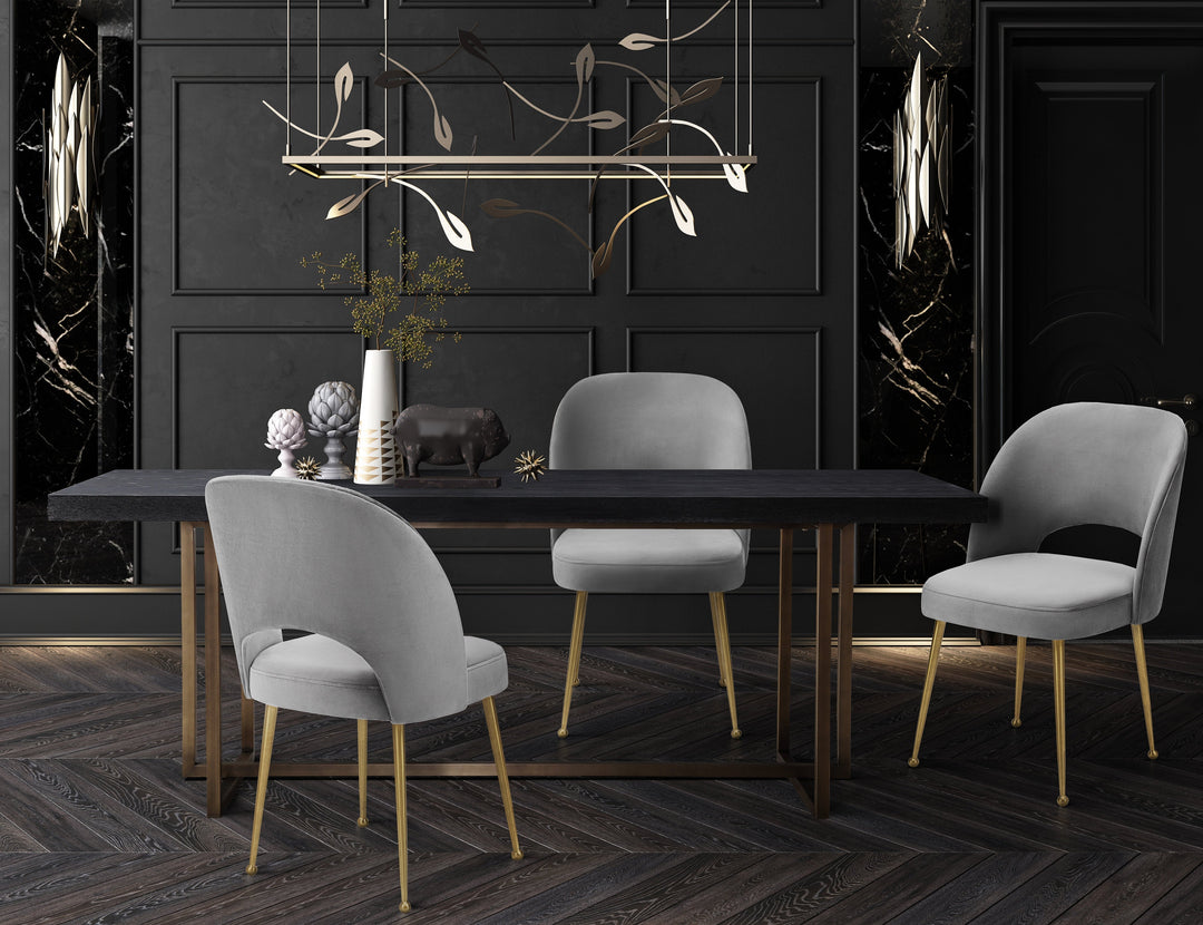 SwayLiving Swell Light Grey Velvet Chair DINING CHAIRS