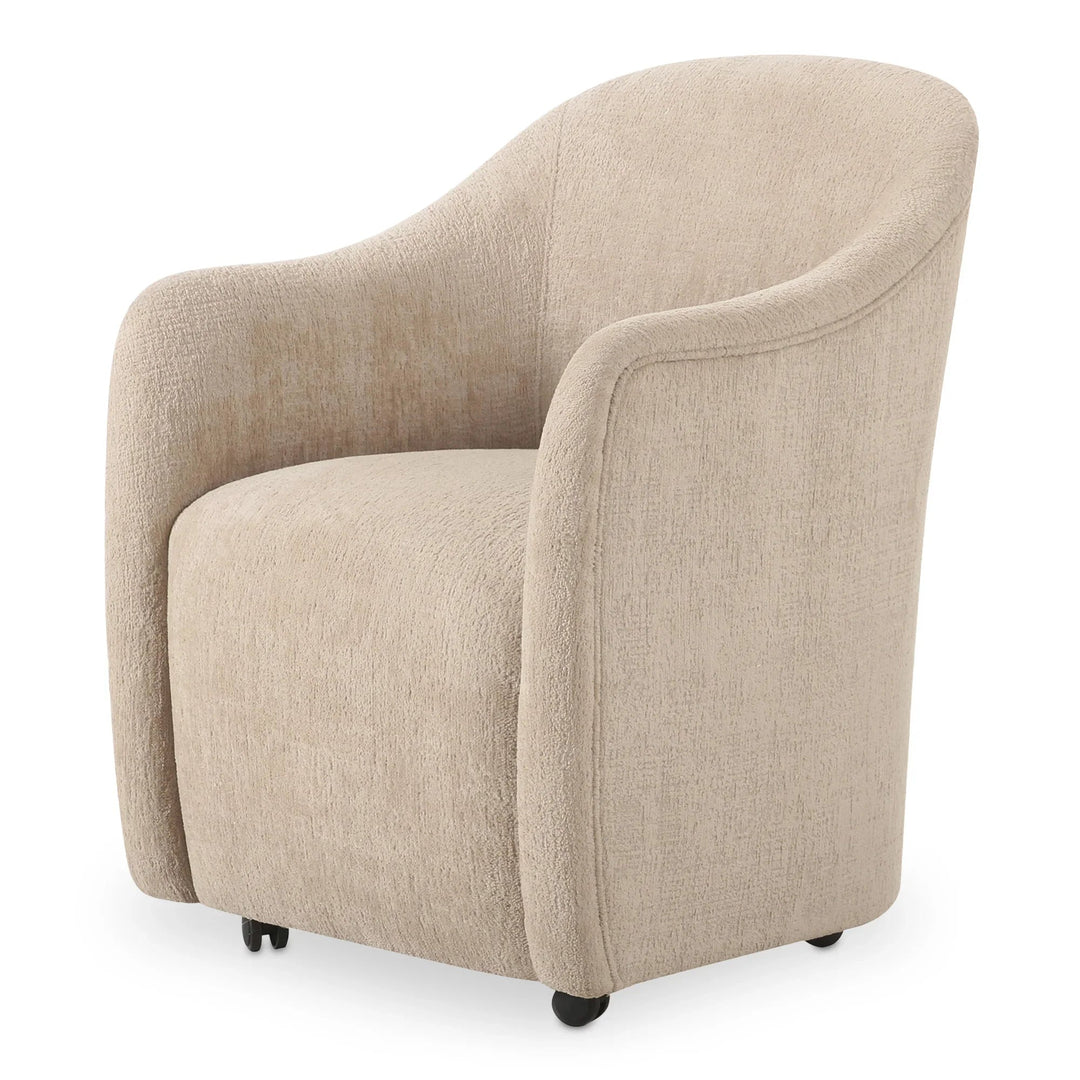 Drava Rolling Dining Chair Beige - SwayLiving