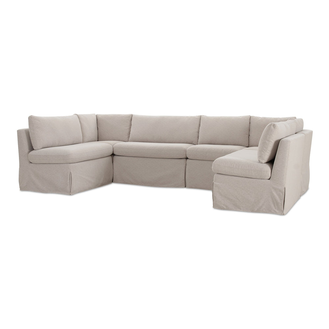 SwayLiving - Fable Slipcover Dining Banquette U-Shape Beige 121In - OA-1071-34 | SwayLiving