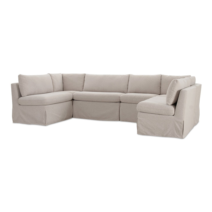 SwayLiving - Fable Slipcover Dining Banquette U-Shape Beige 121In - OA-1071-34 | SwayLiving