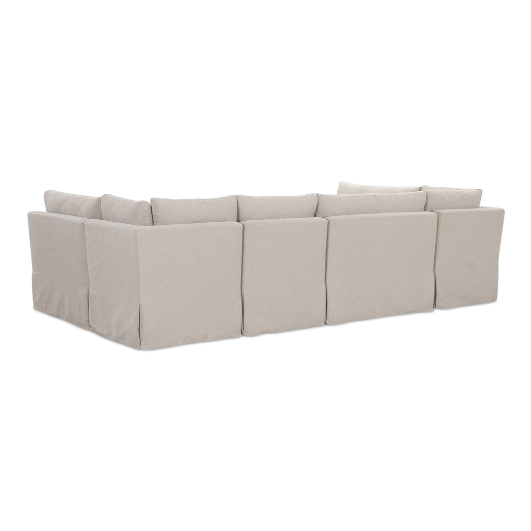 SwayLiving - Fable Slipcover Dining Banquette U-Shape Beige 121In - OA-1071-34 | SwayLiving