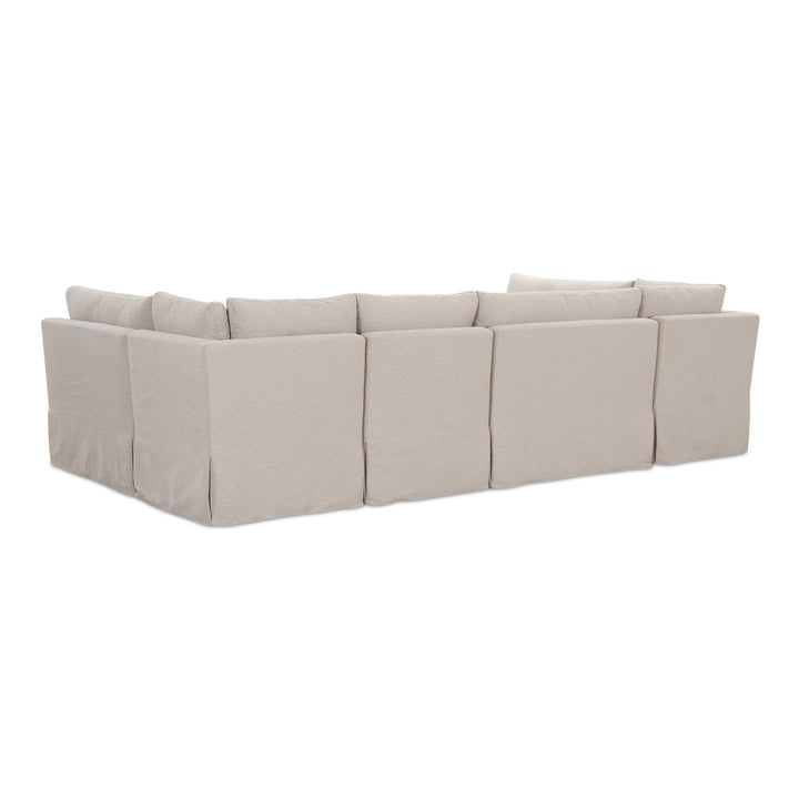 SwayLiving - Fable Slipcover Dining Banquette U-Shape Beige 121In - OA-1071-34 | SwayLiving