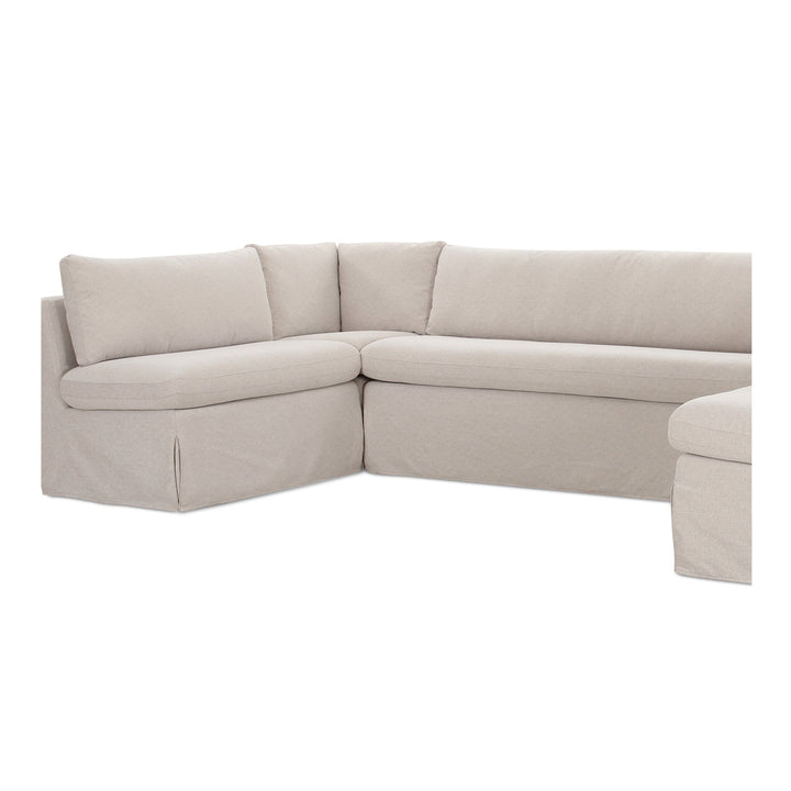 SwayLiving - Fable Slipcover Dining Banquette U-Shape Beige 129In - OA-1072-34 | SwayLiving