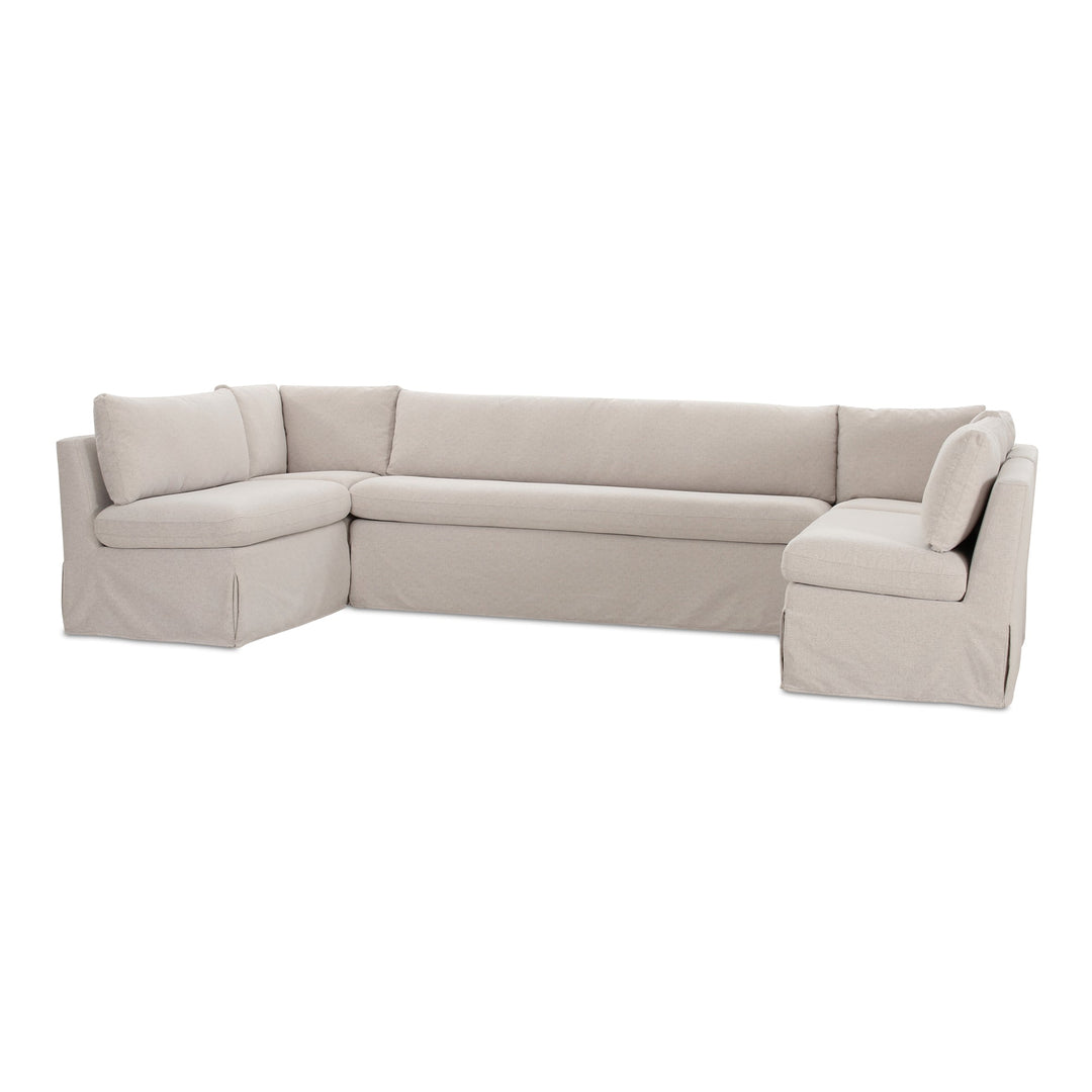 SwayLiving - Fable Slipcover Dining Banquette U-Shape Beige 129In - OA-1072-34 | SwayLiving