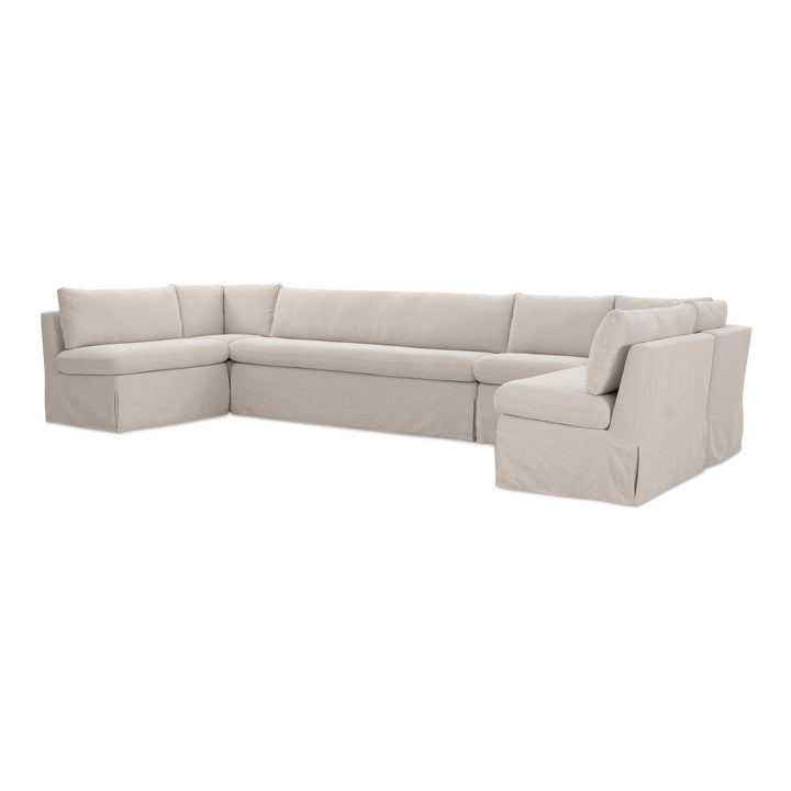 SwayLiving - Fable Slipcover Dining Banquette U-Shape Beige 154In - OA-1073-34 | SwayLiving