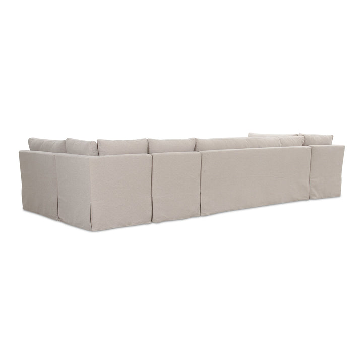 SwayLiving - Fable Slipcover Dining Banquette U-Shape Beige 154In - OA-1073-34 | SwayLiving